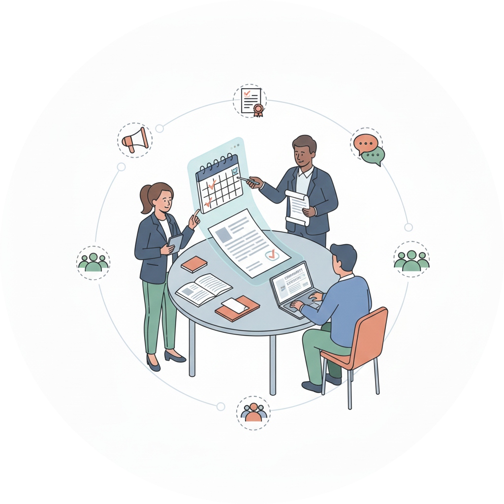 Organización administrativa y puesta en marcha de una comunidad de propietarios con diagnóstico inicial, convocatoria de juntas y redacción de actas