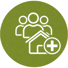 Icono de Alta De Comunidad Nueva en estilo vectorial color verde