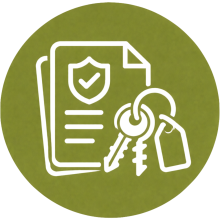 Icono de custodia de documentación y llaves para comunidades de propietarios