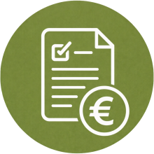 Icono de Tramitación De Subvenciones en estilo vectorial color verde